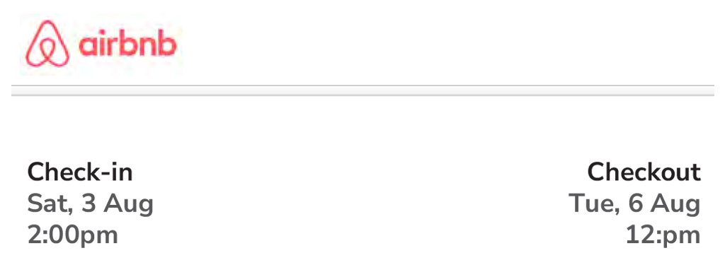 Airbnb's display of trip-related details using Days-Of-The-Week